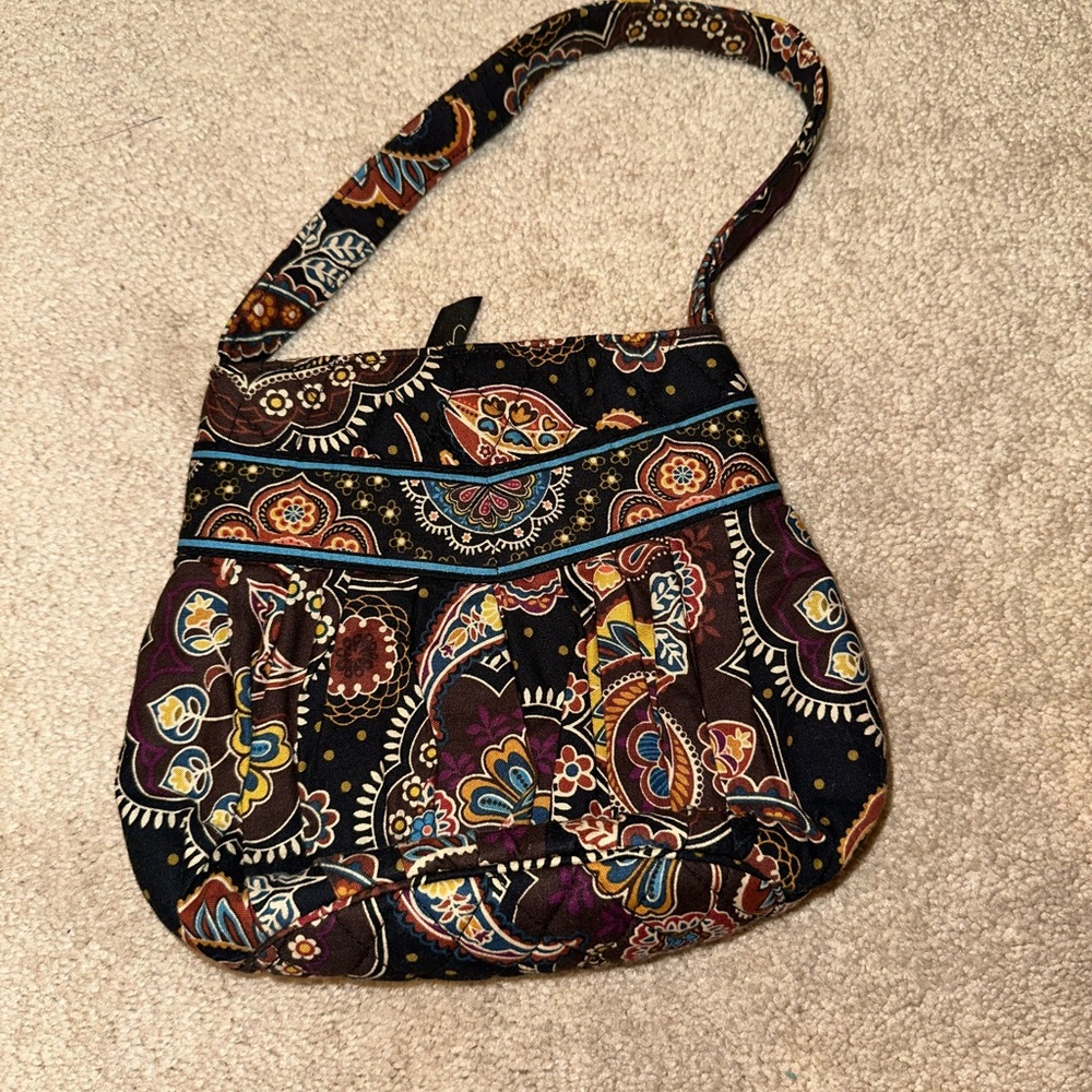 Vera Bradley Black and Purple Quilted Shoulder Bag